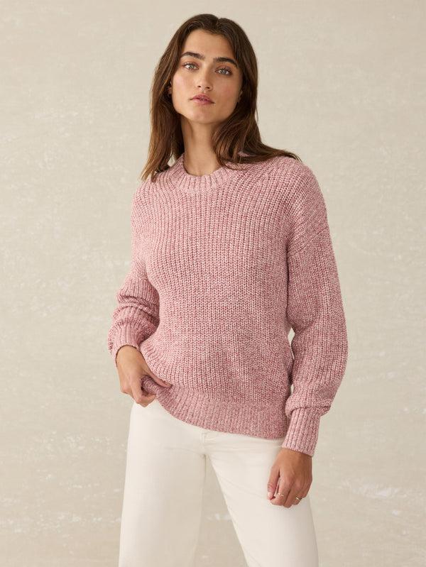 Faherty Sunwashed Cotton Fisherman Sweater - Seashell Blush Women's Sweaters