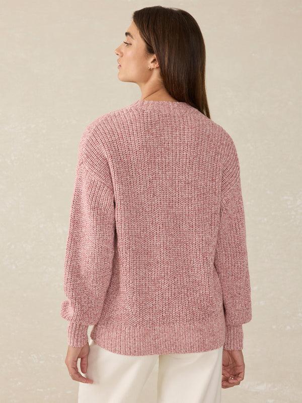 Faherty Sunwashed Cotton Fisherman Sweater - Seashell Blush Women's Sweaters