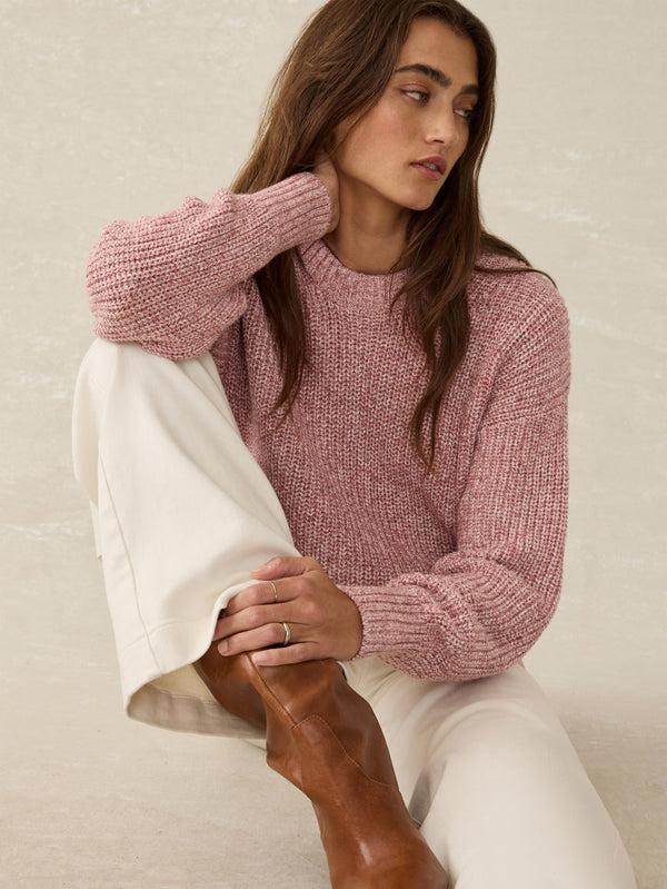 Faherty Sunwashed Cotton Fisherman Sweater - Seashell Blush Women's Sweaters