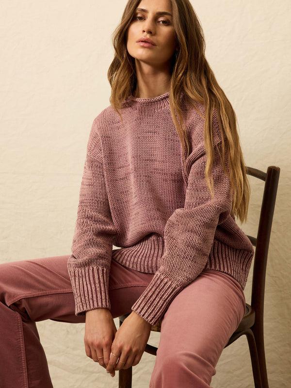 Faherty Sunwashed Cotton Roll Neck Sweater - Nostalgia Rose Women's Sweaters