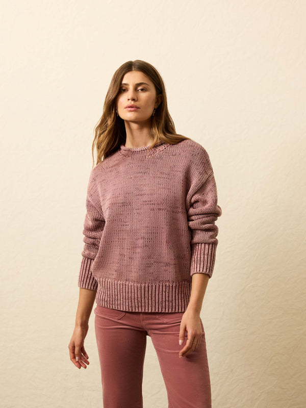 Faherty Sunwashed Cotton Roll Neck Sweater - Nostalgia Rose Women's Sweaters
