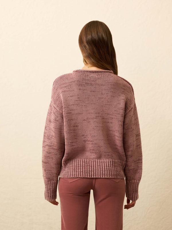 Faherty Sunwashed Cotton Roll Neck Sweater - Nostalgia Rose Women's Sweaters