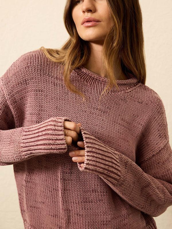 faherty Sunwashed Cotton Roll Neck Sweater - Nostalgia Rose Women's Sweaters