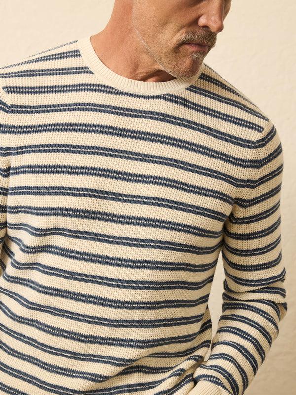 Faherty Sunwashed Crewneck Sweater - Booth Island Stripe Men's Sweaters