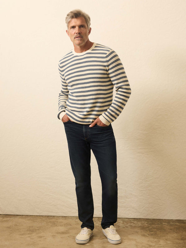 Faherty Sunwashed Crewneck Sweater - Booth Island Stripe Men's Sweaters