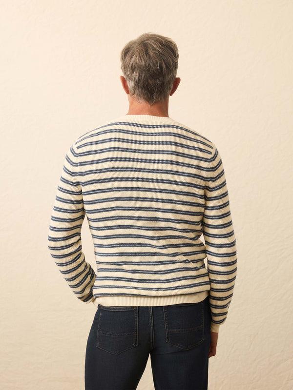 Faherty Sunwashed Crewneck Sweater - Booth Island Stripe Men's Sweaters