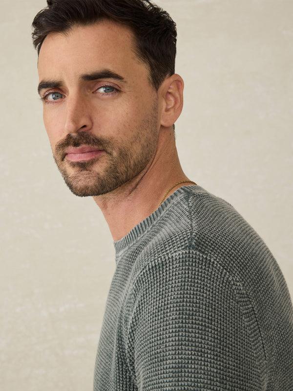 Faherty Sunwashed Crewneck Sweater - Mountain Olive Men's Sweaters