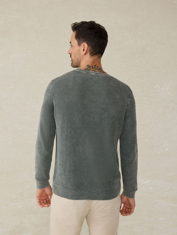 Faherty Sunwashed Crewneck Sweater - Mountain Olive Men's Sweaters