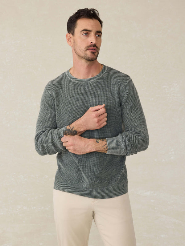 faherty Sunwashed Crewneck Sweater - Mountain Olive Men's Sweaters