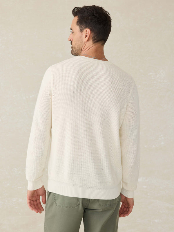 Faherty Sunwashed Crewneck Sweater - White Shell Men's Sweaters