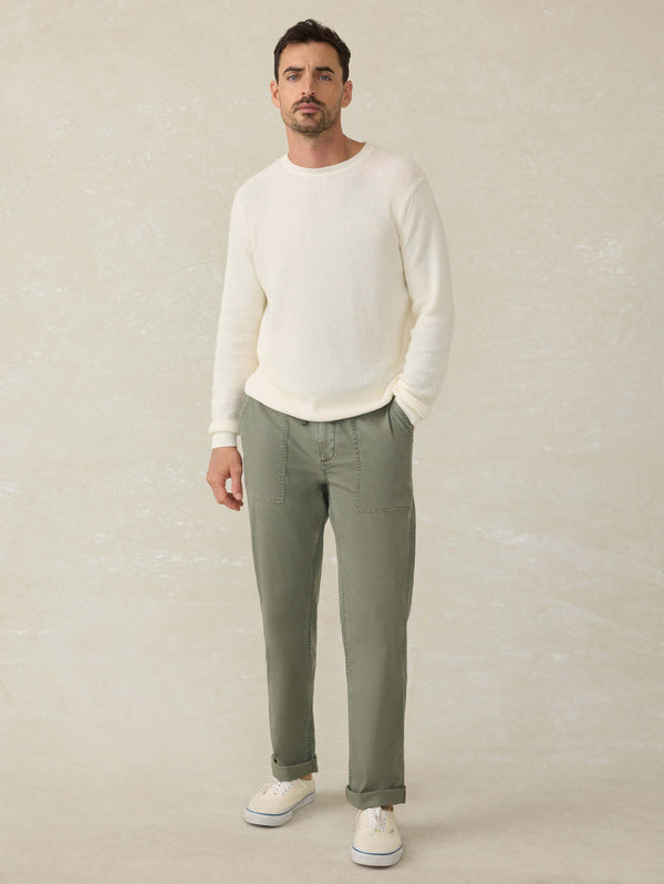 Faherty Sunwashed Crewneck Sweater - White Shell Men's Sweaters