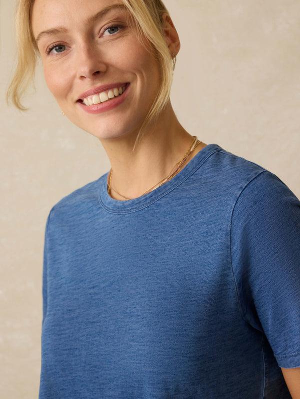 Faherty Sunwashed Essential Tee - Medium Indigo Wash Women's Knits