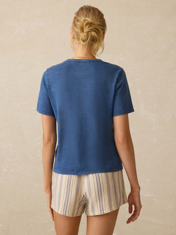 Faherty Sunwashed Essential Tee - Medium Indigo Wash Women's Knits