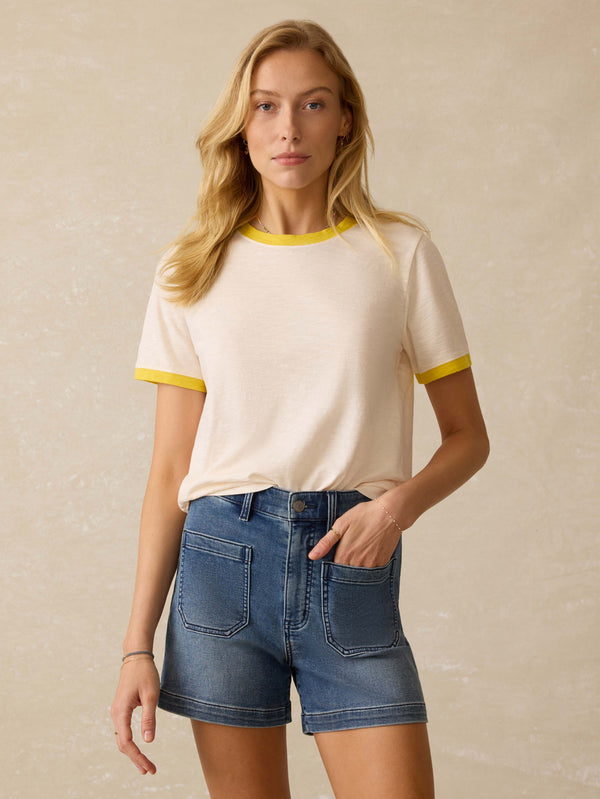 Faherty Sunwashed Essential Tee - Passion Fruit Women's Knits