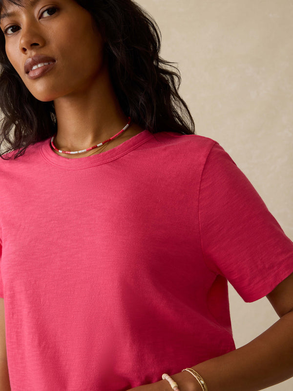 Faherty Sunwashed Essential Tee - Pink Flambe Women's Knits