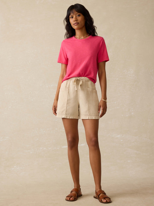 Faherty Sunwashed Essential Tee - Pink Flambe Women's Knits