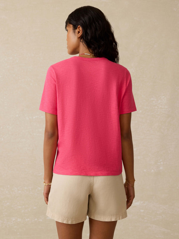Faherty Sunwashed Essential Tee - Pink Flambe Women's Knits