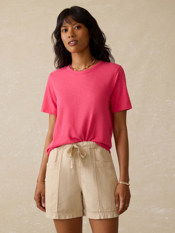faherty Sunwashed Essential Tee - Pink Flambe Women's Knits