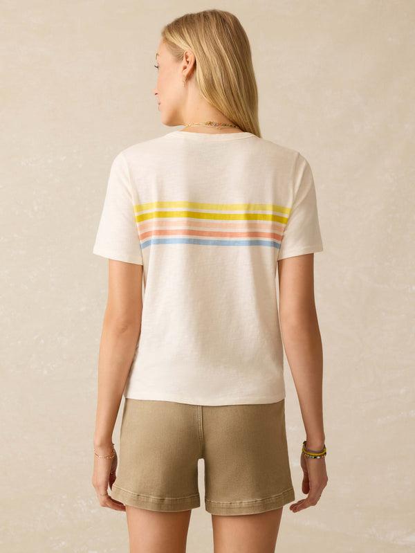 Faherty Sunwashed Essential Tee - Summer Sunrise Stripe Women's Knits
