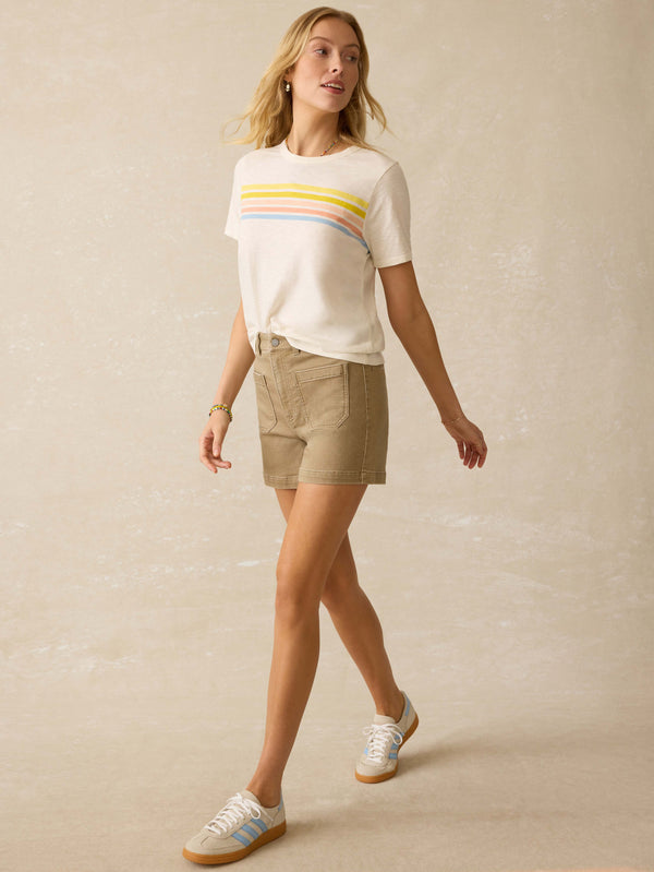 Faherty Sunwashed Essential Tee - Summer Sunrise Stripe Women's Knits