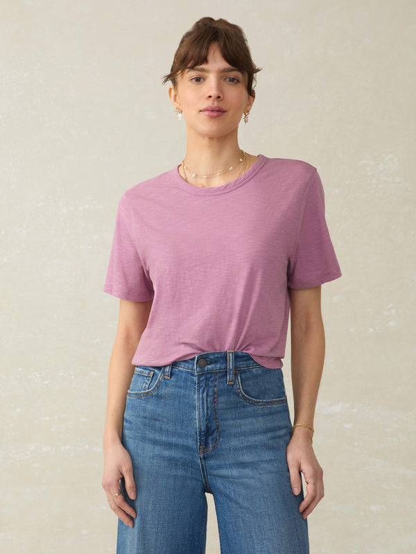 faherty Sunwashed Essential Tee - Weathered Orchid Women's Knits
