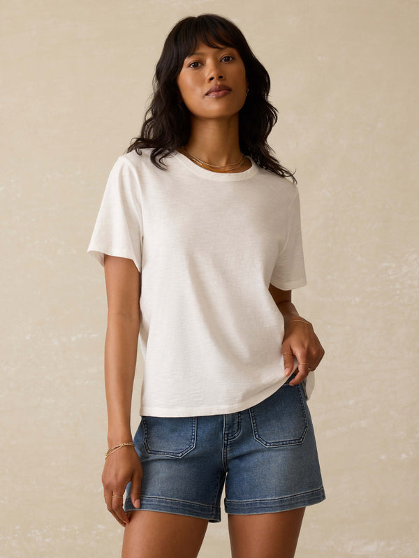 Faherty Sunwashed Essential Tee - White Women's Knits