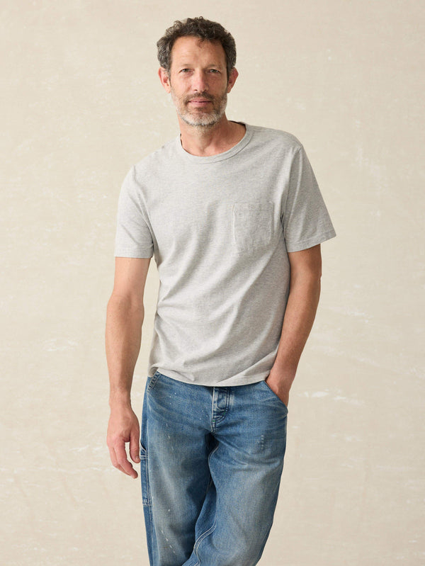 faherty Sunwashed Pocket Tee - Heather Grey Men's Knits
