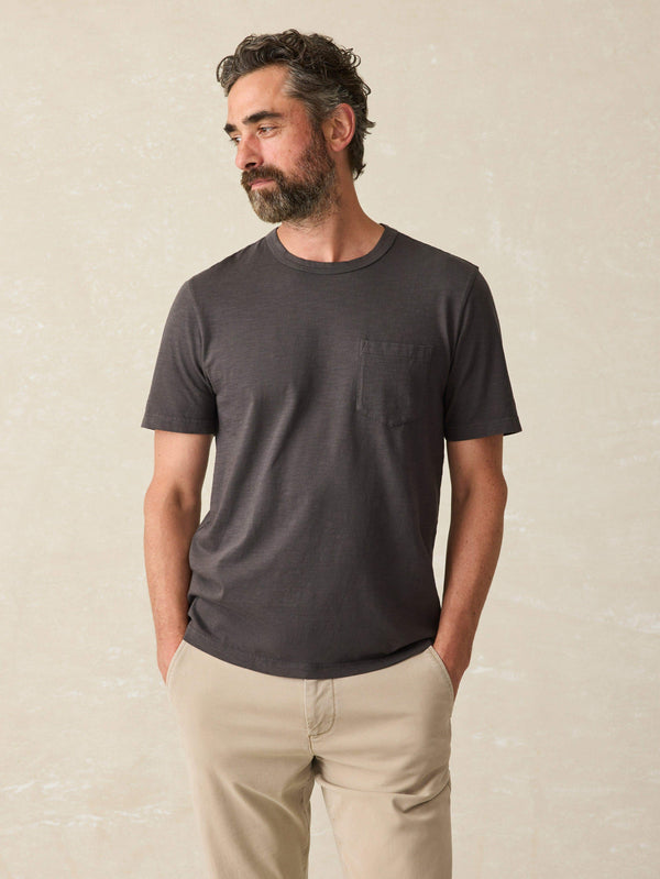 Faherty Sunwashed Pocket Tee - Washed Black Men's Knits