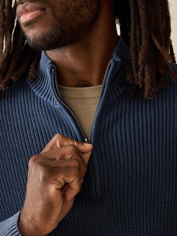 Faherty Sunwashed Quarter Zip Sweater - Blue Nights Men's Sweaters
