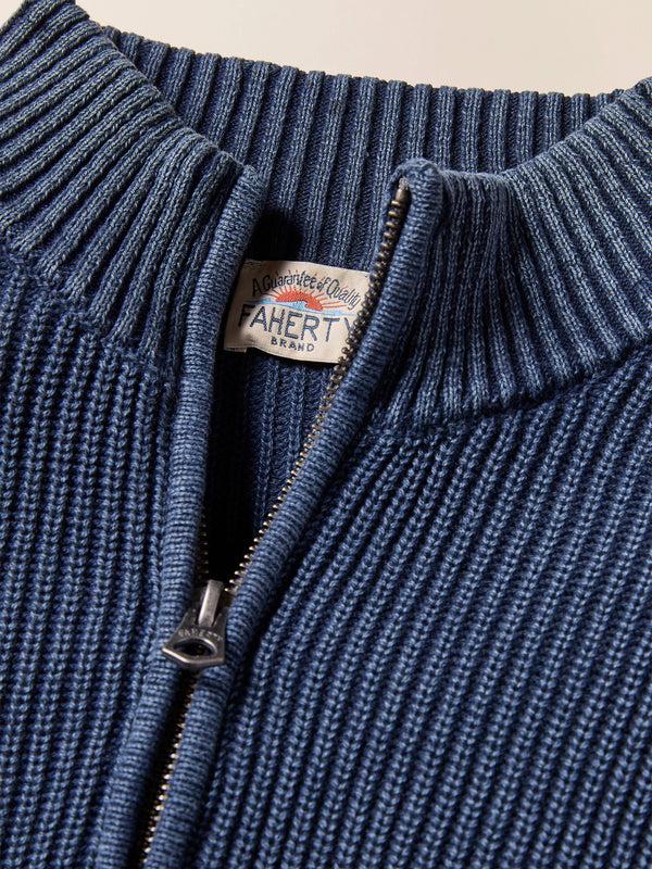 Faherty Sunwashed Quarter Zip Sweater - Blue Nights Men's Sweaters
