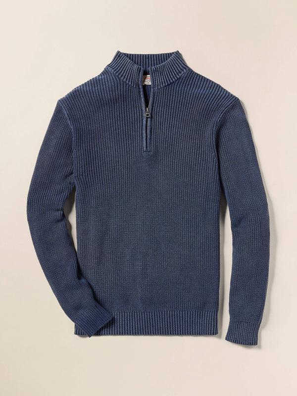 Faherty Sunwashed Quarter Zip Sweater - Blue Nights Men's Sweaters