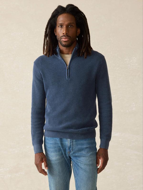 faherty Sunwashed Quarter Zip Sweater - Blue Nights Men's Sweaters