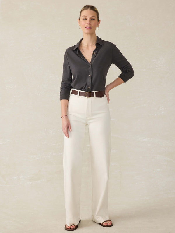 Faherty Sunwashed Regenerative Cotton Knit Shirt - Washed Black Women's Button Ups