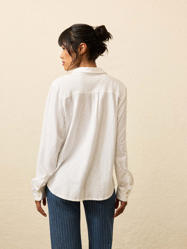 Faherty Sunwashed Regenerative Cotton Knit Shirt - White Women's Button Ups