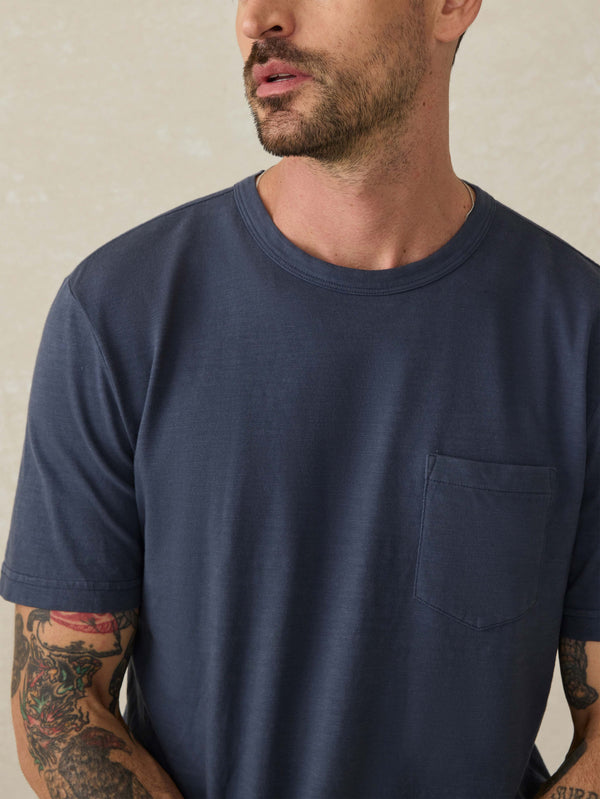 Faherty Sunwashed Regenerative Pocket Tee - Dune Navy Men's Knits