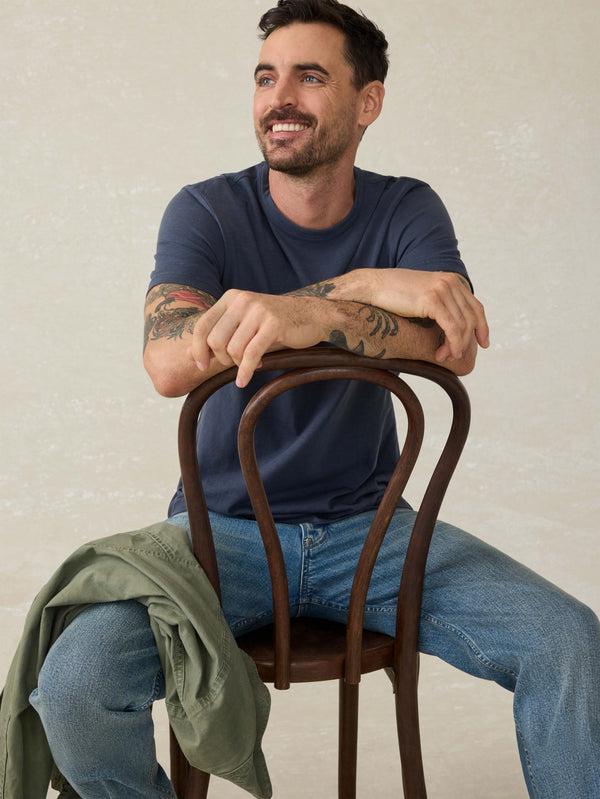 Faherty Sunwashed Regenerative Pocket Tee - Dune Navy Men's Knits