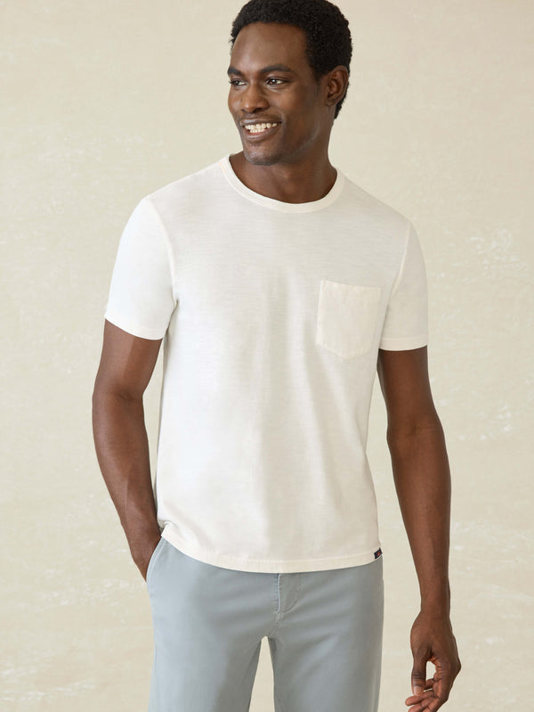 faherty Sunwashed Regenerative Pocket Tee - White Men's Knits
