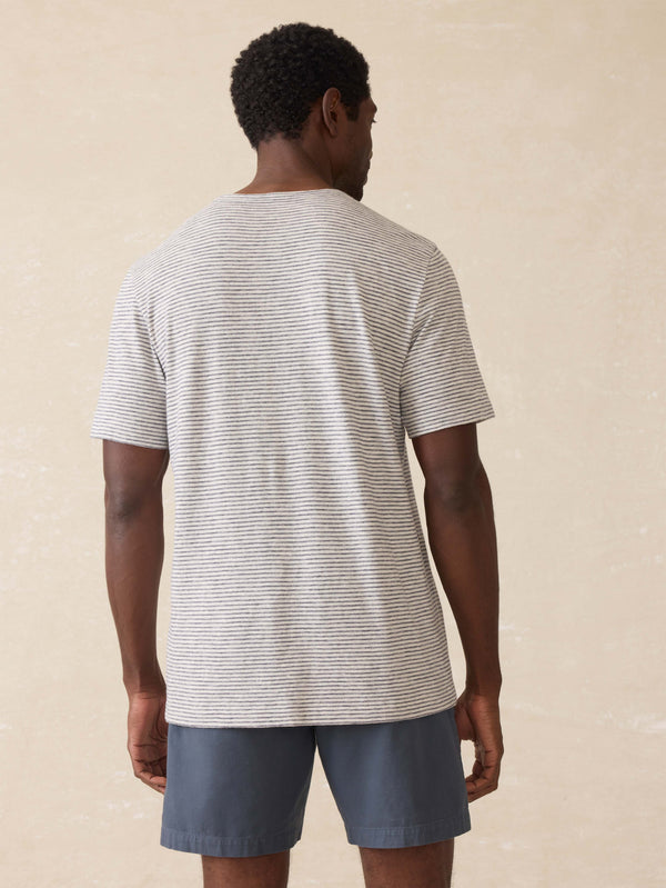Faherty Sunwashed Regenerative Tee - Silver Sea Stripe Men's Knits