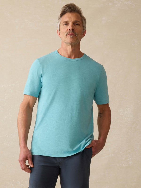 faherty Sunwashed Regenerative Tee - Teal Sea Men's Knits