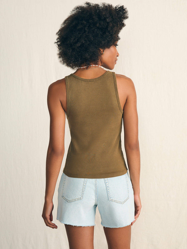 Faherty Sunwashed Rib Tank - Military Olive Women's Knits