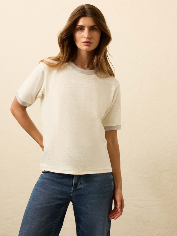 Faherty Sunwashed Slub Camp Tee - Egret Women's Knits