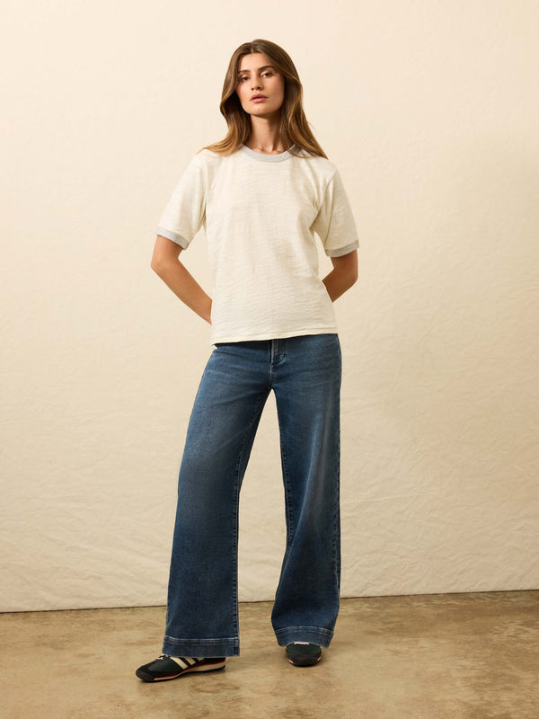 Faherty Sunwashed Slub Camp Tee - Egret Women's Knits