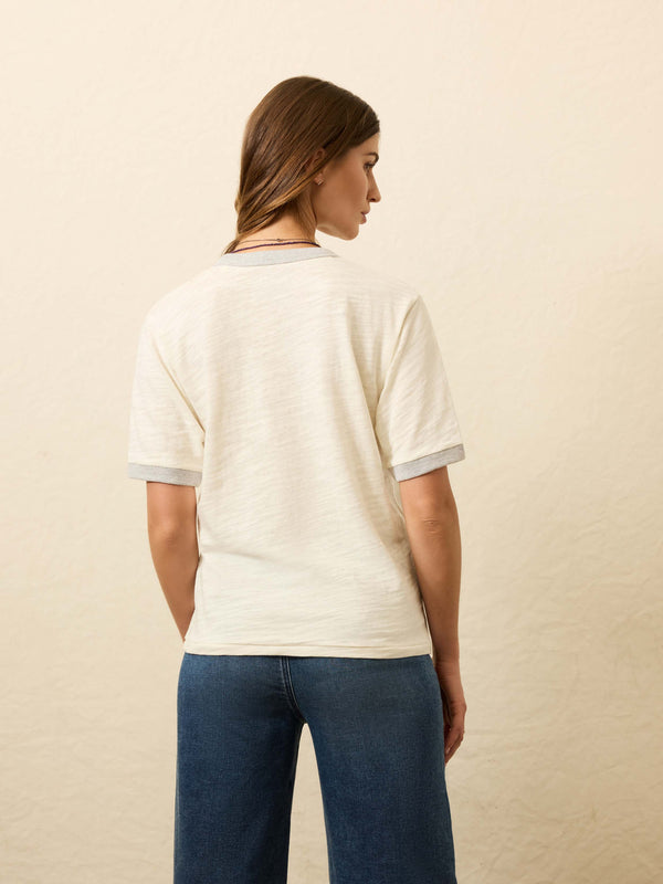 Faherty Sunwashed Slub Camp Tee - Egret Women's Knits