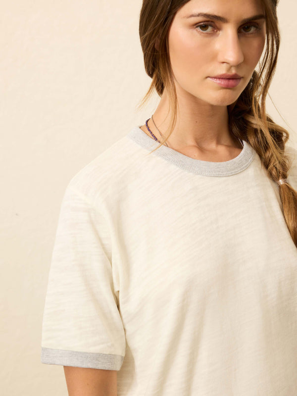 faherty Sunwashed Slub Camp Tee - Egret Women's Knits