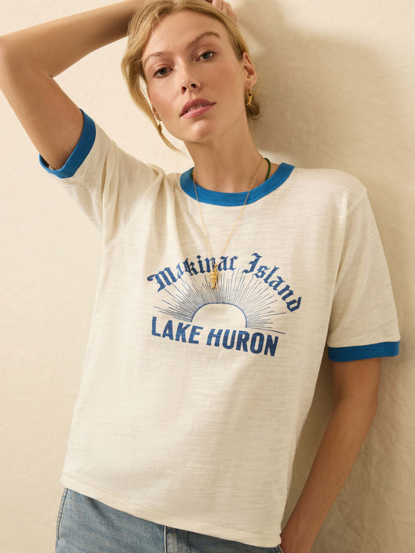 Faherty Sunwashed Slub Camp Tee - Lake Huron Women's Knits