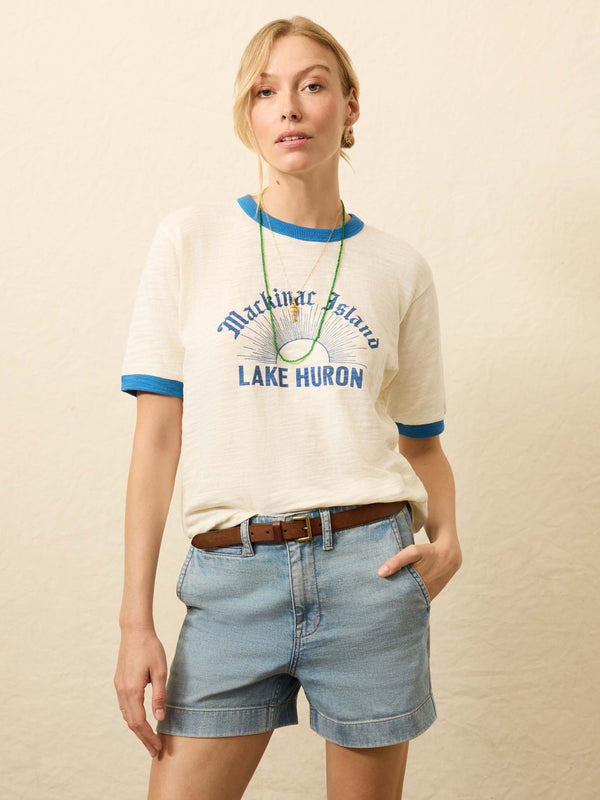 Faherty Sunwashed Slub Camp Tee - Lake Huron Women's Knits