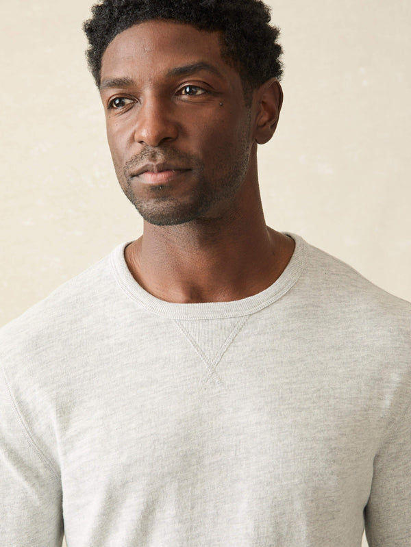 Faherty Sunwashed Slub Crew - Light Grey Heather Men's Hoodies U0026 Pullovers