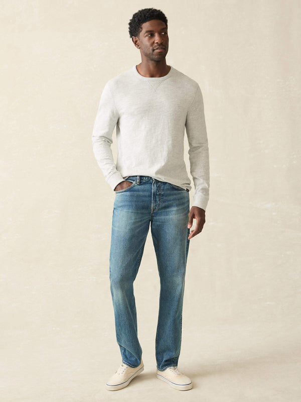 Faherty Sunwashed Slub Crew - Light Grey Heather Men's Hoodies U0026 Pullovers