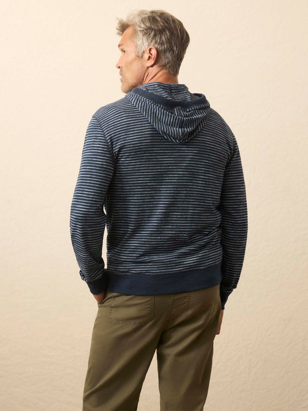 Faherty Sunwashed Slub Hoodie - Navy Stream Stripe Men's Hoodies U0026 Pullovers