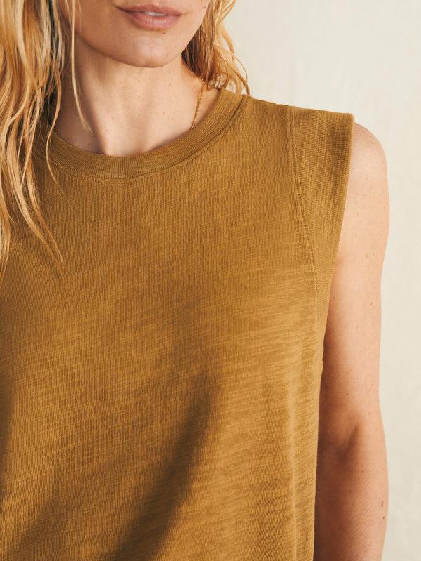 Faherty Sunwashed Slub Muscle Tank - Antique Bronze Women's Knits